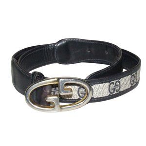 Gucci Navy Guccissima Leather Belt w a Two-tone GG Buckle